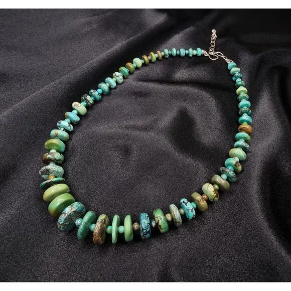 Jay King Mine Finds Genuine Turquoise Beaded Necklace With Adjustable Chain - Picture 3 of 6